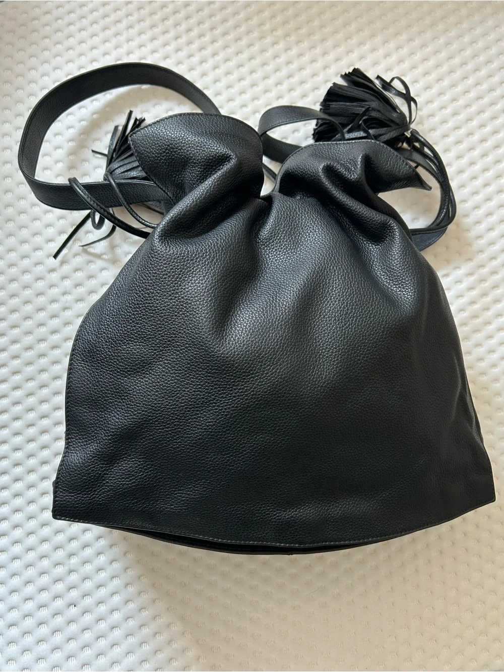 LOEWE Rare Flamenco Tassel Large Black Leather Shoulder Crossbody Bag